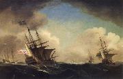 Monamy, Peter A squadron of English ships beating to windward in a gale oil painting picture wholesale